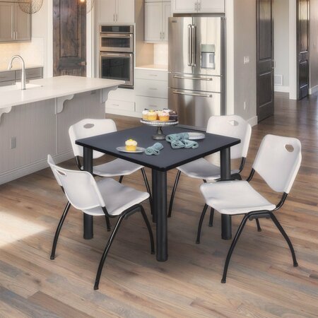 KEE Square Tables > Breakroom Tables > Kee Square Table & Chair Sets, 48 W, 48 L, 29 H, Grey TB4848GYBPBK47GY